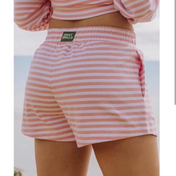 Daily Drills Striped Pink cotton Women's Shorts - Picture 2 of 2